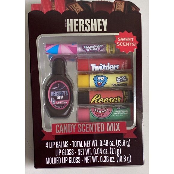 6 Piece Hershey Scented Lip Gloss Balm Jolly Rancher Reese's Twizzler Bubble Yum - Picture 1 of 10